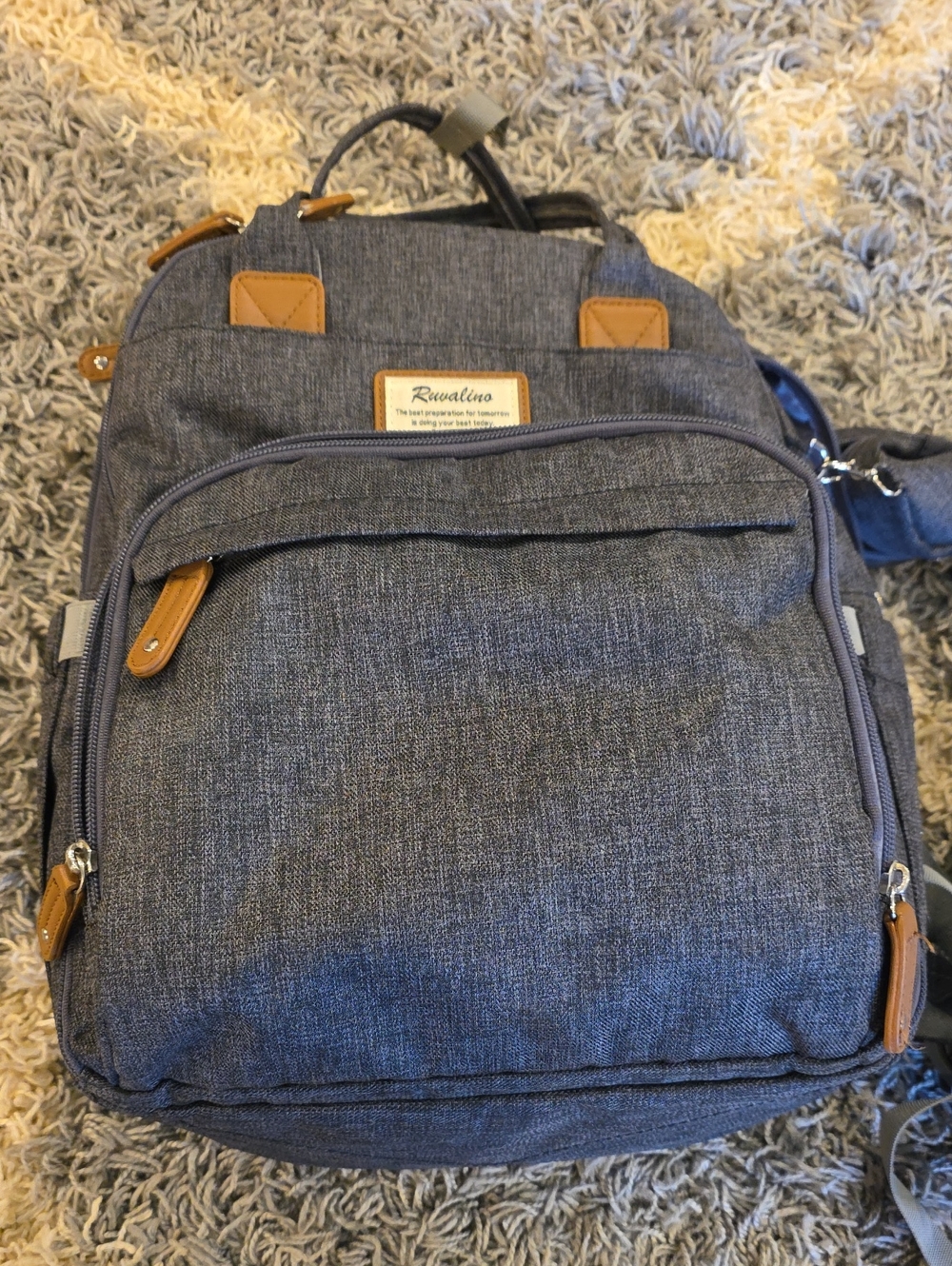 Grey Canvas Backpack with Tan Accents